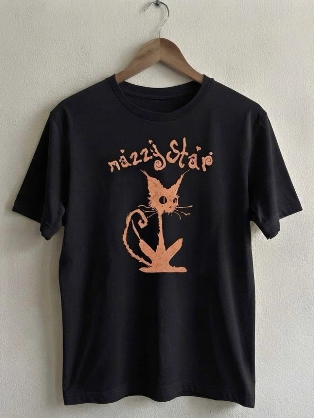 Black Cat Graphic Tee in Peach